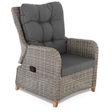 thumbnail of Garten-Relaxsessel mit Hocker, bis 130 kg Belastbarkeit, mit Polster, pflegeleichtes & wetterfestes Polyrattan, Mittelgrau/Dunkelgrau, Raburg Alisa