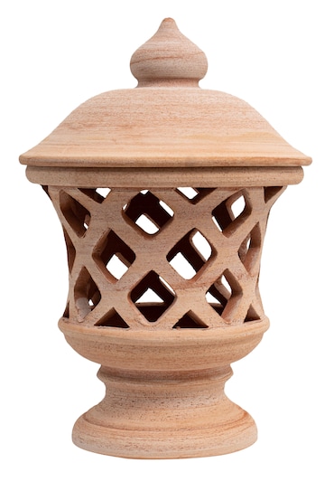 Biscottini Lanterna decorativa per esterno 30x30x46 cm - Lanterna portacandele da giardino - Lanterna in terracotta da terra Made in Italy
