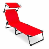 thumbnail of Lettino Pieghevole Con Tettuccio Regolabile Prendisole Parasole Schienale Reclinabile Regolabile Giardino Piscina 187 x 53 x 24 Cm Rosso