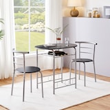 thumbnail of Yaheetech Essgruppe 3-teilig, Esszimmergruppe mit 2 Stühlen Set, Küchentisch-Set, Sitzgruppe Küchentisch mit Ablage, Holztisch Balkontisch, Schwarz