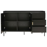 thumbnail of Sideboard HWC-O39, Kommode Schrank Anrichte, 3 Schubladen 2 Türen, Holz Melamin 80x130x42cm ~ Holzoptik schwarz