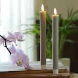 thumbnail of LED Stabkerzen gerillt Tafelkerzen Dinner Spitzkerzen 25cm grau 2St.