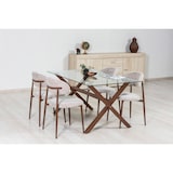 thumbnail of Set de 2 sillas de interior MOIRA, estructura de metal con efecto madera, asiento acolchado en tela, para cocina, bar y restaurantes - Madera oscura