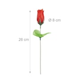 thumbnail of Relaxdays Kunstrosen rot, Kunstblumen, künstliche Dekoblumen, 48 Stück mit Stiel und Blättern, rote Köpfe, H: 26 cm, red