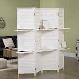 thumbnail of HOMCOM Biombo de 4 Painéis Dobrável Separador de Ambientes Divisor de Ambientes com Prateleiras 181x180cm Branco