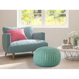 thumbnail of PREMIUM Sitzhocker Pouf  ø 45cm  Strickpouf Indoor u. Outdoor - pflegeleicht & nachhaltig : mint - ocean wave