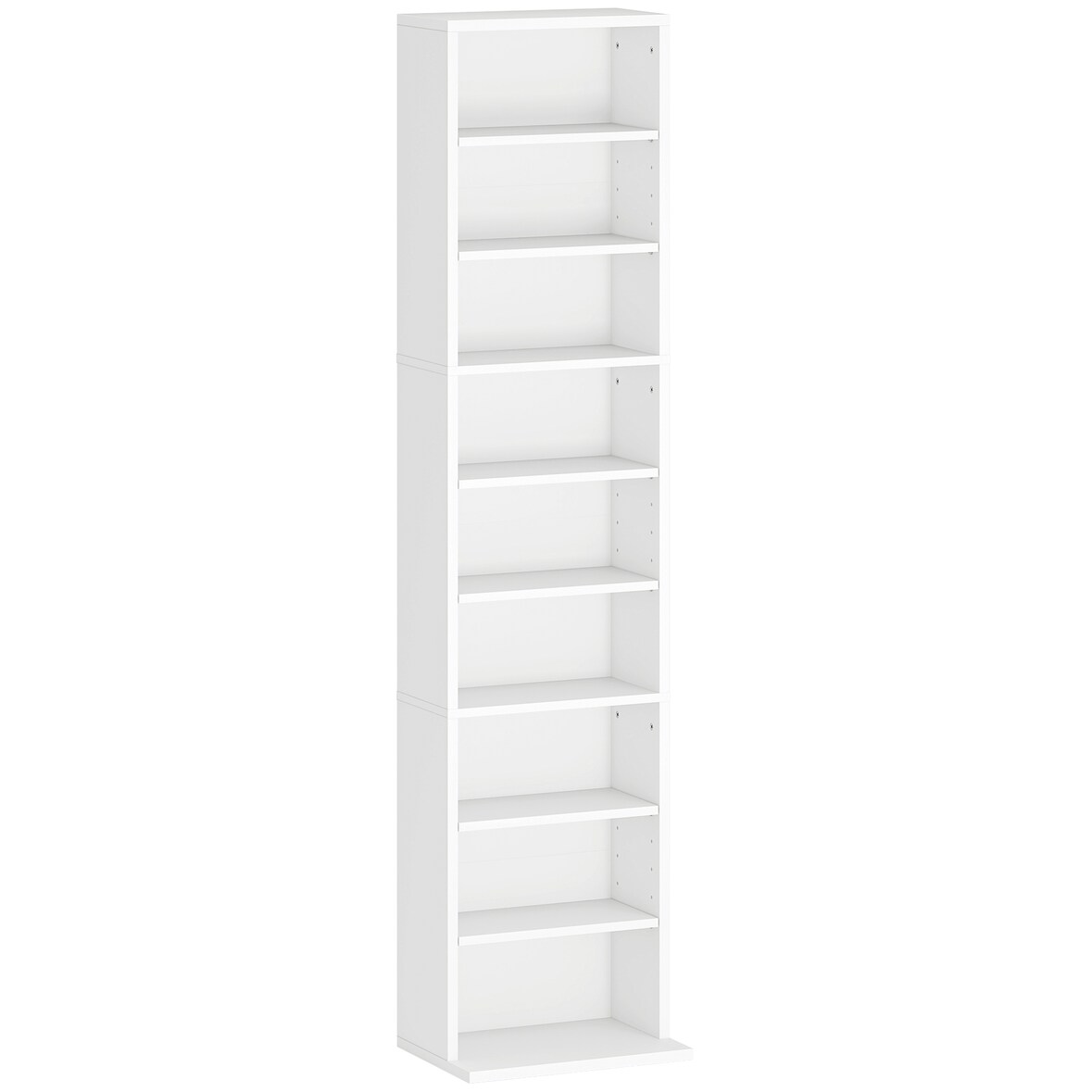 HOMCOM estantería para CDs y DVDs soportes para CD estrechos con 9 compartimentos estantes ajustables para salón oficina 33x24x140 cm blanco