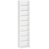 thumbnail of HOMCOM estantería para CDs y DVDs soportes para CD estrechos con 9 compartimentos estantes ajustables para salón oficina 33x24x140 cm blanco