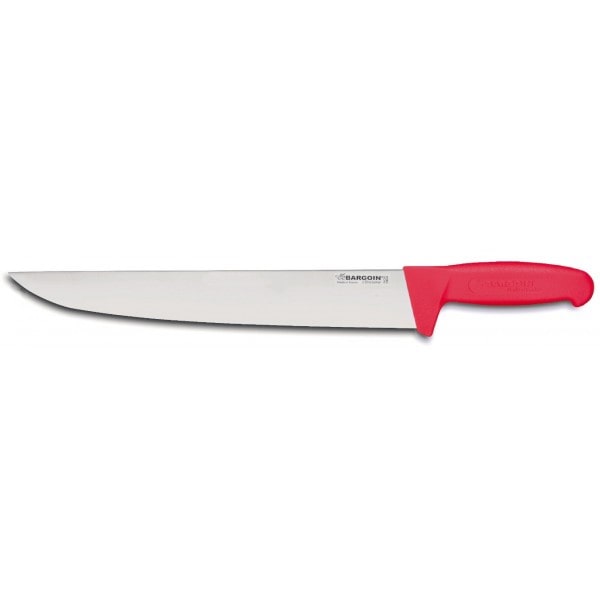 Couteau de boucher lame inox 35cm manche rouge marque Fischer