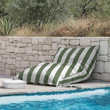 thumbnail of Housse vide de pouf rayé XXL imperméable 180x145cm vert cactus + blanc