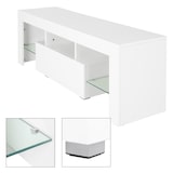thumbnail of ML-Design TV-Lowboard 130x49x45 cm Weiß Holz LED Glasregal Modern Fernsehschrank TV-Möbel Wohnzimmer