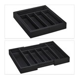 thumbnail of Relaxdays Besteckkasten Bambus, ausziehbar, 7 Fächer, Besteck & Küchenutensilien, HBT 5,5 x 31,5 - 48,5 x 37 cm, schwarz