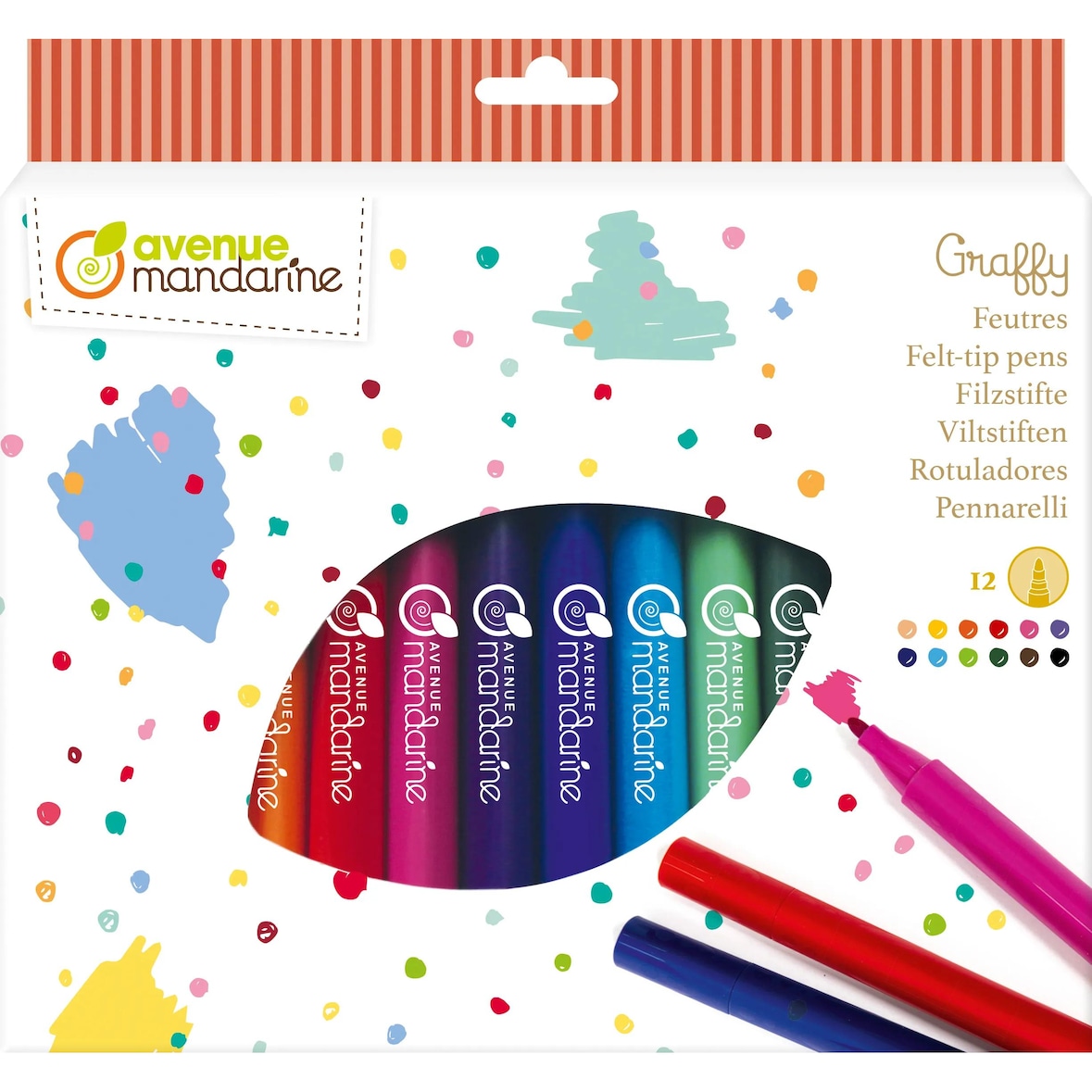Avenue Mandarine 10x Packung mit 12 Filzstiften - Mehrfarbig CC030O