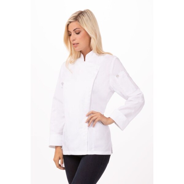 Chef Works® Damenkochjacke LANSING, Knöpfe, lite & Cool Vent™, Weiß, Größe 2XL