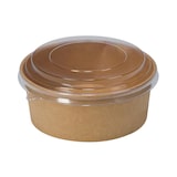 thumbnail of 50x Salatschalen  500ml aus Kraftpapier braun inkl. Deckel transparent rPet