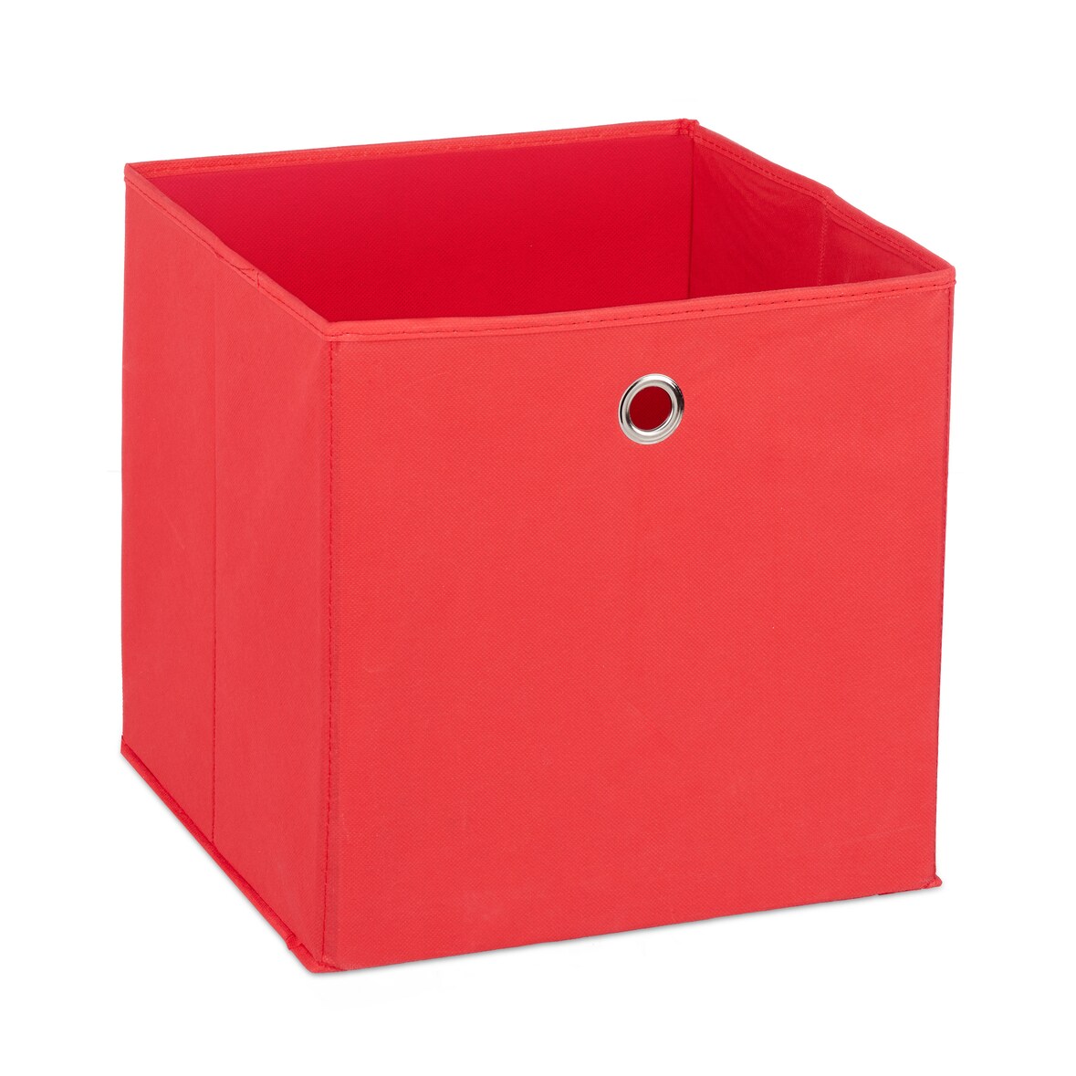 Relaxdays Aufbewahrungsbox Stoff 2er Set, quadratisch, Aufbewahrung für Regal, Stoffbox in Würfelform 30x30x30 cm, rot