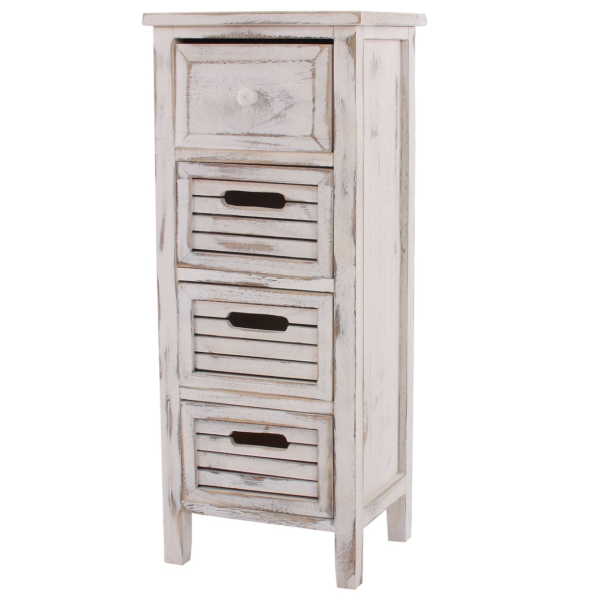 Décoshop26 - Commode meuble à tiroirs 4 tiroirs 74x30x25 cm aspect vintage blanc 04_0006534