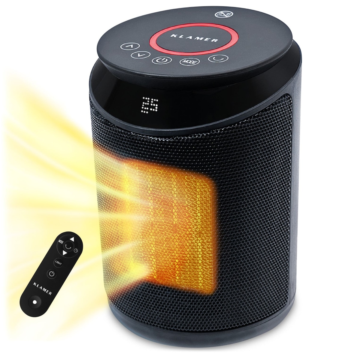 KLAMER Heizlüfter 2000 W, PTC Keramik Heizlüfter energiesparend, 3 Heizstufen inkl. Eco-Modus, 9 Std. Timer, Thermostat, Überhitzungs- & Kippschutz m…