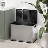 thumbnail of Cubo de basura de cocina con 3 compartimentos 3x10L papelera de cocina de acero inoxidable con pedales tapas de cierre suave y cubo extraíble plata