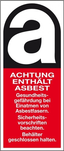 Dreifke® Aufkleber I Gefahrenkennzeichen Achtung enthält Asbest, Typ A, Folie, selbstklebend, 100x240mm