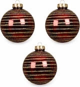 thumbnail of 3 Weihnachtskugeln Glas 8cm mit Streifen Muster Christbaumkugeln Weihnachtsbaumkugeln Christbaumschmuck Weihnachtsbaumschmuck Deko Rot, Ochsenblut