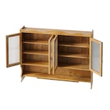 thumbnail of Hängeschrank Wandschrank Massivholz+Glas Natur 100x20x80 cm mit 4 Türen, herausnehmbaren Einlegeböden, Hakenleiste und offenem Fach