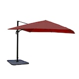 thumbnail of Gastronomie-Ampelschirm HWC-A96, Sonnenschirm 3x3m (Ø4,24m) Polyester Alu/Stahl 23kg ~ bordeaux mit Ständer, drehbar
