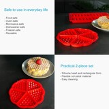 thumbnail of Intirilife 2er Waffelformen Set Backformen in runder Herzformen und Rechtecke aus Silikon in Rot - 28 x 18.5 x 1.5 cm & 16.8 x 1.5 cm