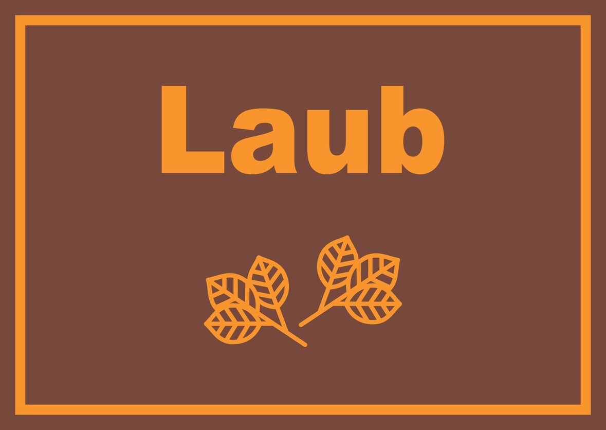 Laub Mülltrennung Schild mit Text Symbol Blätter Blattwerk waagerecht A0 Rückseite selbstklebend