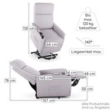 thumbnail of Fernsehsessel mit Aufstehhilfe, Relaxsessel mit Liegefunktion, elektrisch verstellbar, bequeme Polsterung,Webstoff, Hellgrau, Raburg Ida