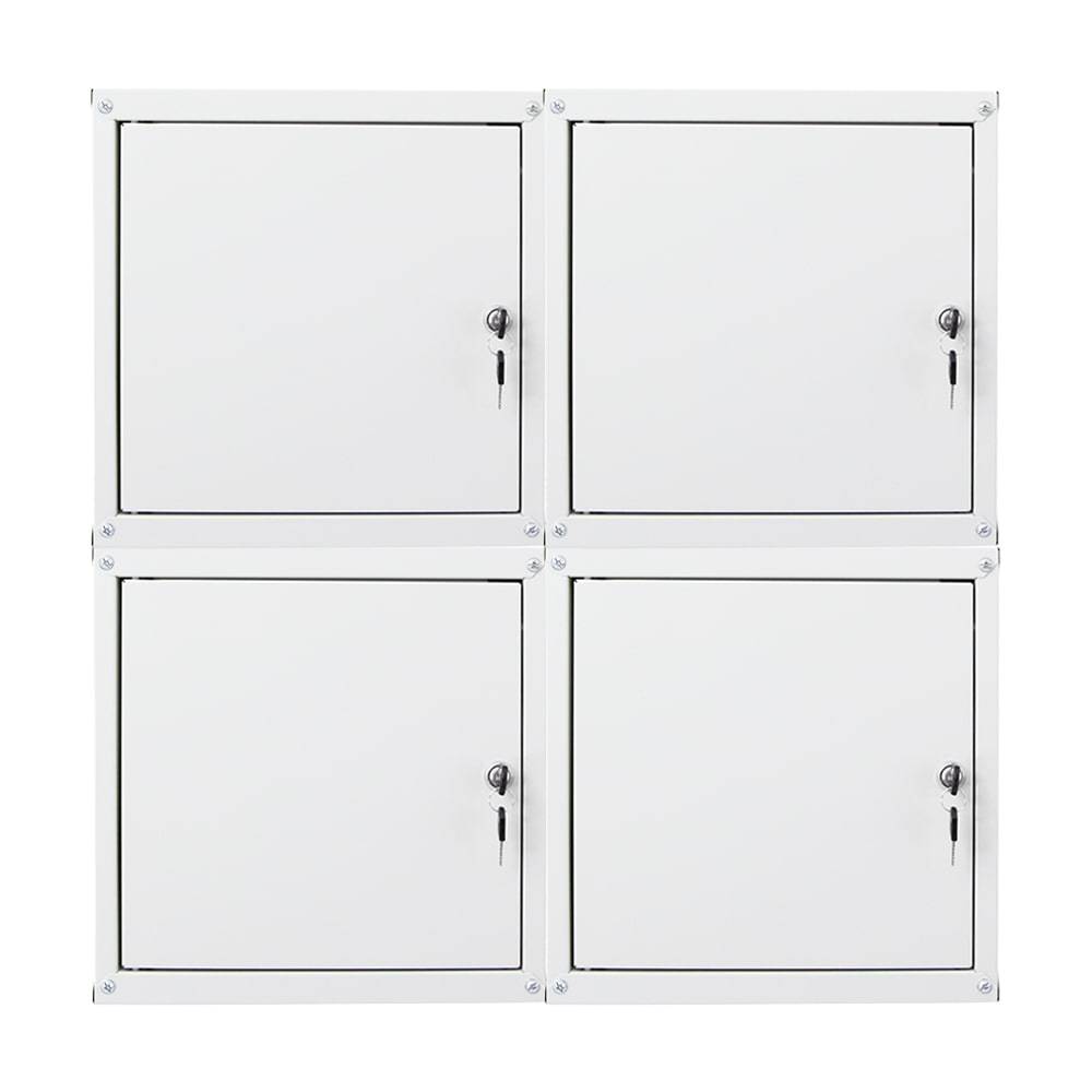 PROREGAL MegaDeal 4x Casier métallique verouillable CUBIC, HxLxP 35x35x35cm, Gris, Armoire à casier cube, consigne polyvalente, vestiaire