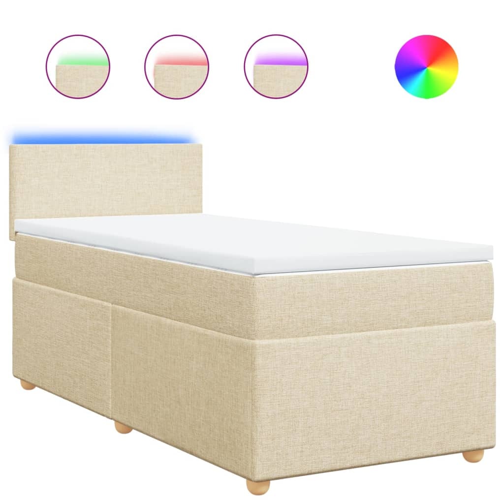 vidaXL Boxspringbett mit Matratze Creme 80x200 cm Stoff