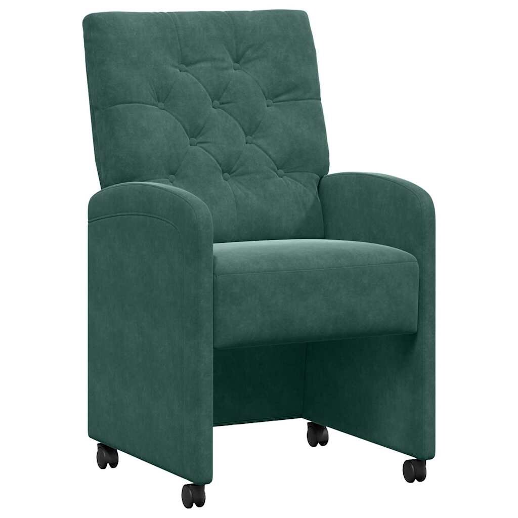 vidaXL Esszimmerstühle mit Rollen 2 pcs Dunkelgrün 58 x 67 x 97 cm