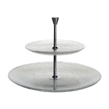 thumbnail of Avet pastelera 2 pisos de vidrio transparente bandejas de 32 y 21 centímetros  con soporte de acero cromado dk3140-pls