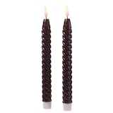 thumbnail of LED Stabkerzen Twist Tafelkerzen gedreht Echtwachs 25cm Timer rot 2St