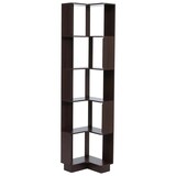 thumbnail of Eck-Bücherregal HWC-P53, Eckregal Standregal Wohnregal, 5 Ebenen MDF Melamin 175x40x40cm ~ Walnuss-Optik