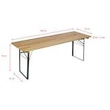 thumbnail of METRO PROFESSIONAL Conjunto de 3 peças de exterior, madeira de pinho/aço, 1 mesa 220 x 70 cm, 2 bancos 220 x 25 cm, castanho natural/verde