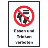 thumbnail of Essen und Trinken verboten Schild A6 Rückseite selbstklebend
