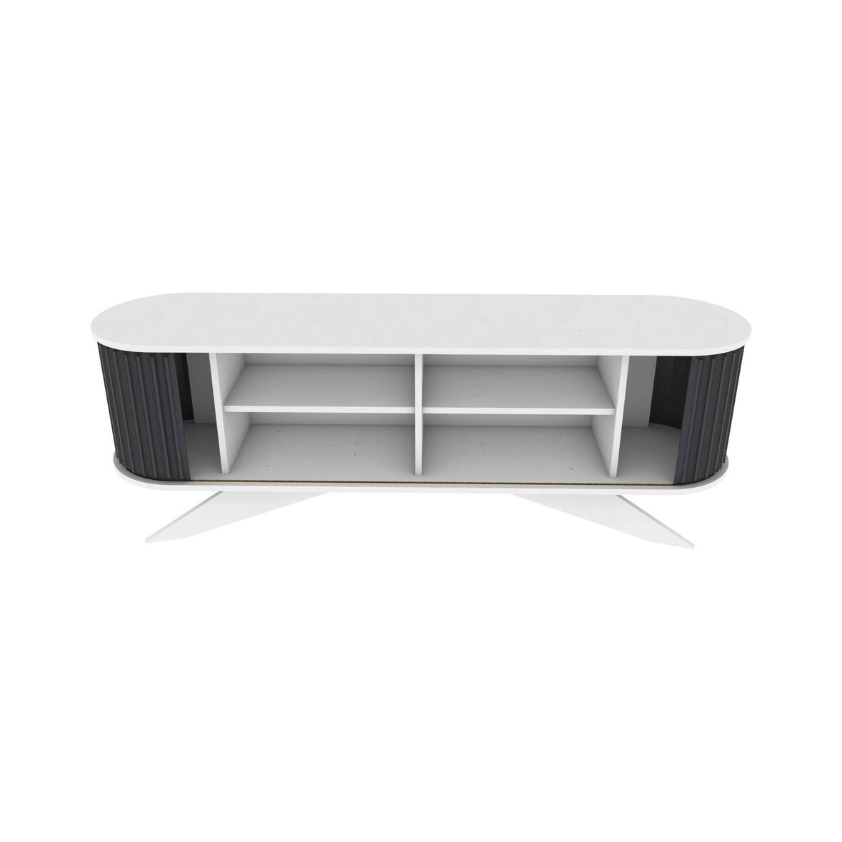 Dmora Mobile porta TV Desteve, Credenza da soggiorno, Armadio basso per TV, Base parete attrezzata, 180x43h60 cm, Antracite e Bianco