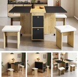 thumbnail of Essgruppe Esstischset mit 4 Stühlen klappbar ausziehbar Weiß+Schwarz 120x80x75 cm, platzsparend, multifunktional für Essen und Homeoffice