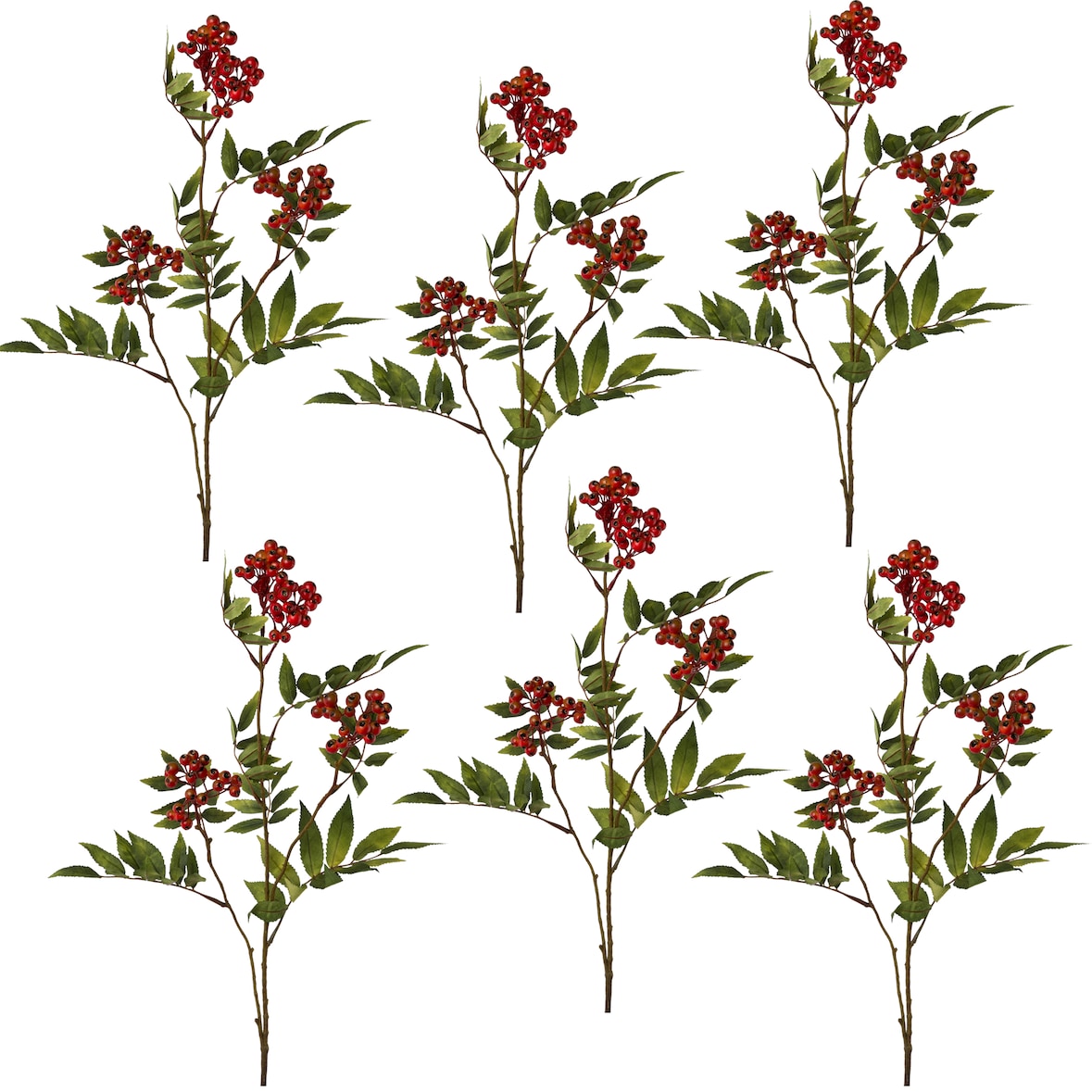 CREATIV green künstliche Pflanze Ebereschenzweig, 84cm, rot, 6er Set