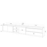 thumbnail of TV-Meubel, Lowboard, Woonkamer, Eetkamer, 310x50x37 cm, Voor tv's tot 80", Elektrische haard, Moderne stijl, Donkere eik en Zwart