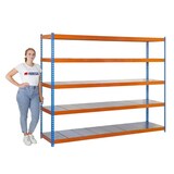 thumbnail of PROREGAL Schwerlastregal METAL YETI FIVE | HxBxT 200x120x60cm | Fachlast 400kg | Blau-Orange | Standregal Metallregal Lagerregal