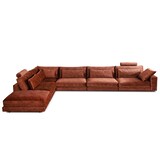 thumbnail of KAWOLA Sofá ETICO esquina Sofá en forma de U recamiere izquierda terciopelo óxido rojo