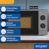 thumbnail of Exquisit Mikrowelle 20L, 700 Watt, 24,5cm Drehteller, 5 Leistungsstufen, Timer, Auftaufunktion, 2 Drehregler, MW850-070 grau