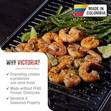 thumbnail of Victoria Plancha Cocina Hierro Fundido Esmaltado Inducción, Parrilla Reversible 47X25cm, Fuego Barbacoa, VIC-31770, Negro