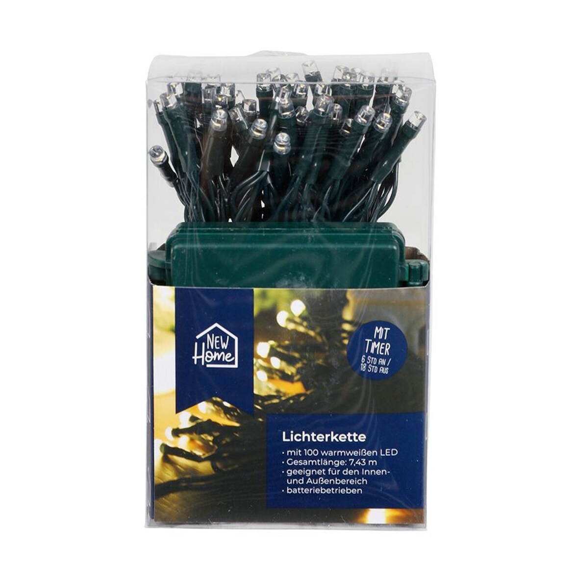 LED-Außenlichterkette mit Timer 7,43m 100 LEDs Warmweiß Warmweiß