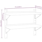 thumbnail of vidaXL Wandregal mit 2 Böden 75x23,5x60 cm Silbern Edelstahl