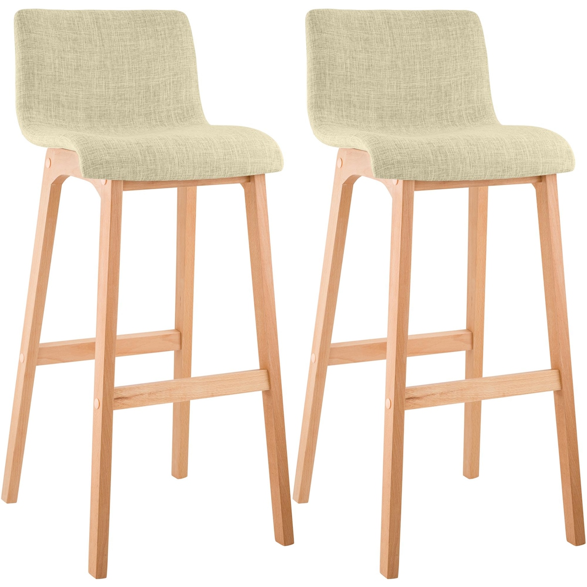 Conjunto de 2 bancos de bar Hover tecido Natura creme