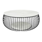 thumbnail of SalesFever Couchtisch Ø 86 cm rund |10 mm starke Klarglasplatte | Gestell Metalldraht | Schwarz/Weiß